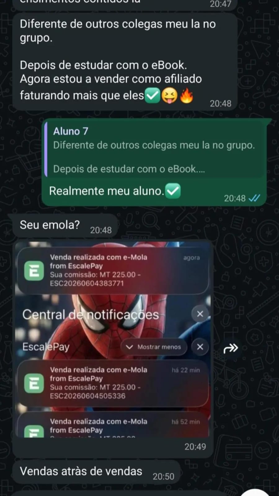 Resultado real de aluno 1